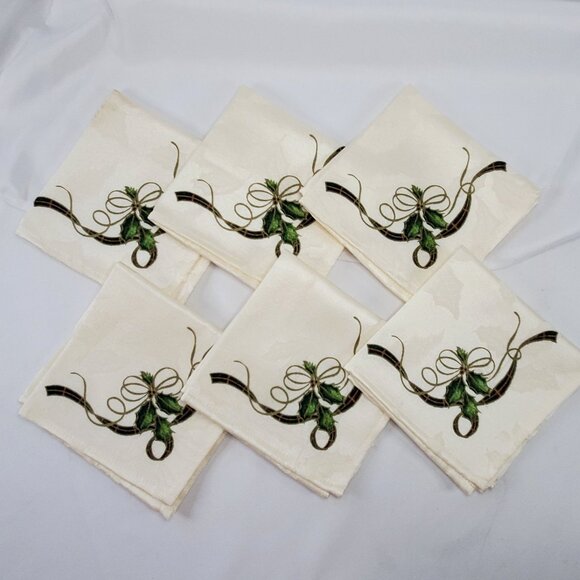 VTG Lenox Christmas Holiday Nouveau Dinner Napkins, 10” Square Set of Jacquard - Picture 2 of 10